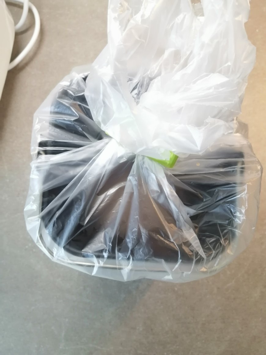 Pan into plastic bag