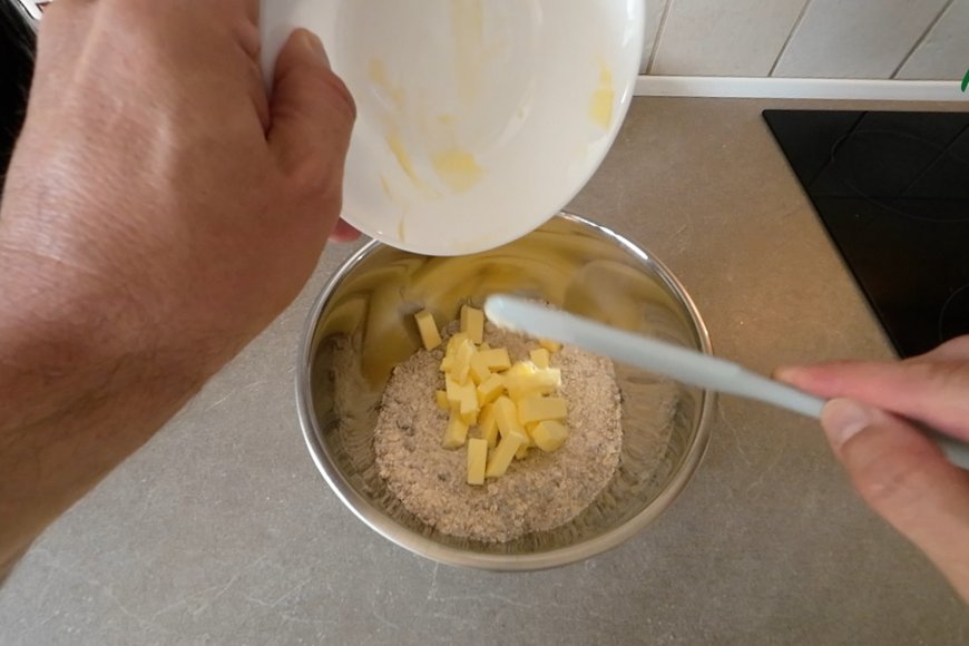 Chop butter cubes